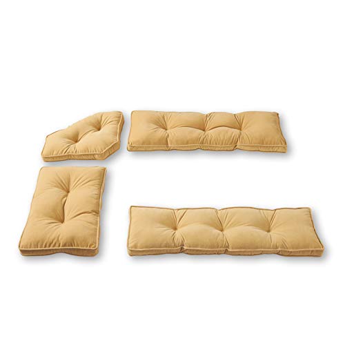Greendale Home Fashions Hyatt Microfiber 4-Piece Kitchen Nook Cushion Set, Beige