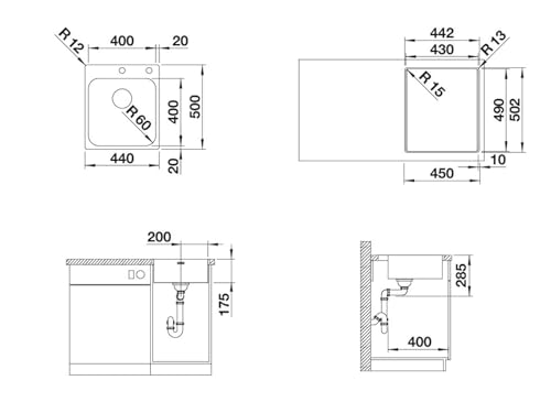 BLANCO SUPRA 400-IF/A R12 | Edelstahl Spüle | Einbauart: Einbau von Oben & Flächenbündig | für 45 cm breite Unterschränke | Widerstandsfähig gegenüber Kratzern | Großes Beckenvolumen