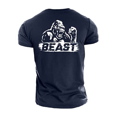 Image of GYMTIER Spartan Forged - Wings - Men's Gym T-Shirt Bodybuilding Training Workout Lifting Top Clothing, Navy, XXL