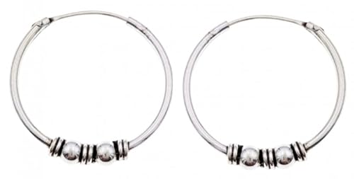 Piercing Criollas Plata 925 Unisex: pendientes aros estilo Bali 20 mm de diseño étnico artesanal