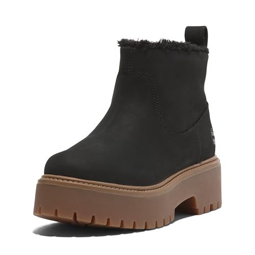Timberland Timberland Women's Stone Street Mid Warm Lined Boot, Black Nubuck, 6.5 Wide