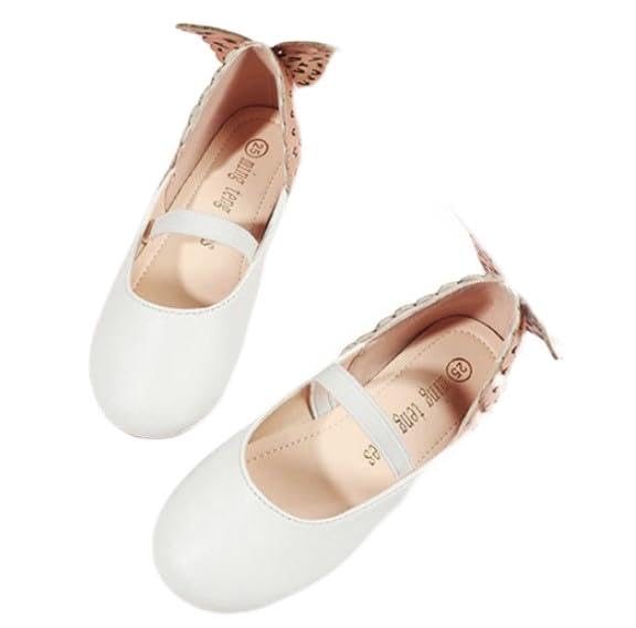 Little Girl's Ballerina Shoes Mary Jane Flats Butterfly Wings Non-Slip Sole
