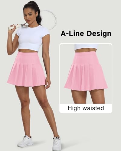 Image of Girls Pleated Skirts Tennis Skirt with Shorts High Waisted Mini Skort | Side Zipper, A-Line Cut,Stretchy Back Elastic Waistband, Athletic Golf Skorts, Uniform, Casual, Festival Outfit