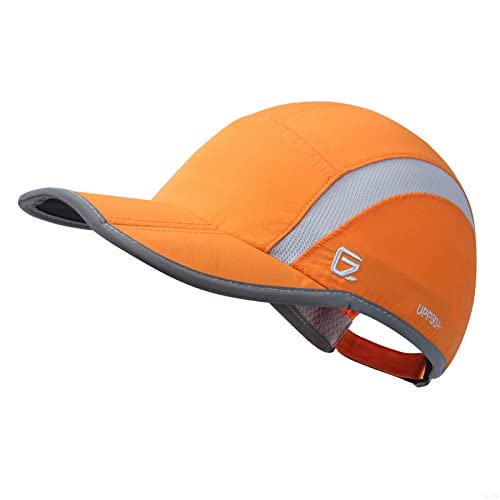GADIEMKENSD UPF50+ Quick Dry Sports Hat Lightweight Breathable Soft Outdoor Running Cap (Folding Series, Orange)