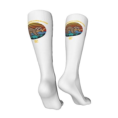 I Just Freaking Love Sloths Ok? Knee High Socks For Women Long Tube Socks Athletic Compression Socks Unisex High Socks Girls2