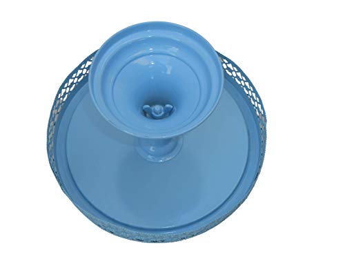 Image of Non Revolving Cake Stand Pedestal 13 inch Diameter (Top), Strong Metal (Blue)