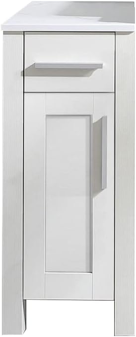 Homecart Gabinete de tocador de baño blanco de 12 pulgadas, pequeño gabinete de almacenamiento MDF textura de grano de madera con parte superior