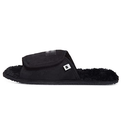 Image of Lucky Brand Mens Microsuede Memory Foam Open Toe Slippers, Cool Adjustable Strap Indoor Outdoor House Sliders for Men