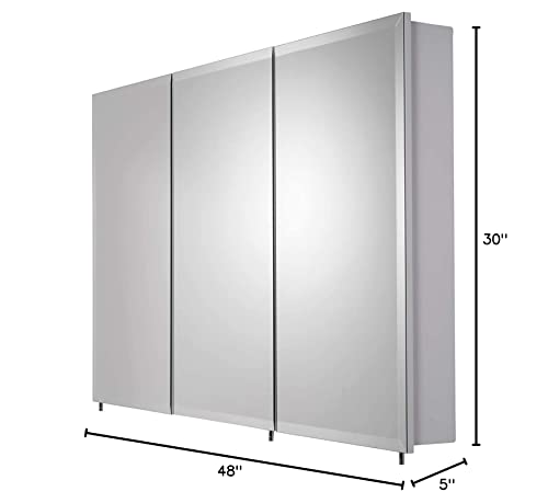 Croydex Burwell Tri-View, Surface Mount Hang 'N' Lock Easy Installation Medicine Cabinet, 48In (W) X 30In (H), White Steel #TOP2