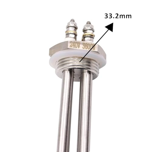 AIICIOO 240 V 3600 W Edelstahl-Heizelement 1 Zoll (DN25) Durchmesser 33,25 mm BSP mit Silikonring