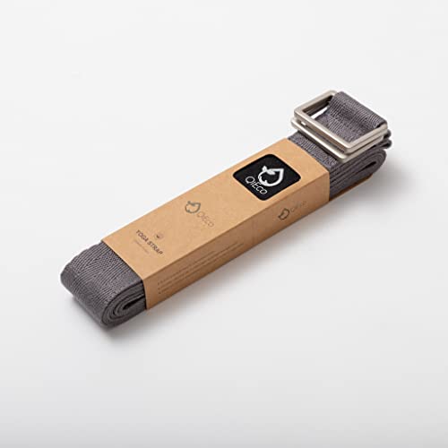 QiEco Grey Organic Cotton Yoga Strap with Herringbone Weave and Contemporary Steel Buckle, 8ft - Image 4