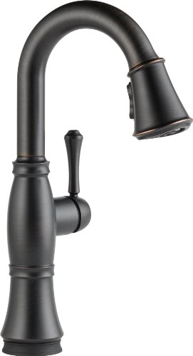 Delta Faucet Cassidy Bar Faucet Oil Rubbed Bronze, Bar Sink Faucet Single Hole, Wet Bar Faucets With Pull Down Sprayer, Prep Sink Faucet, Delta Touch2O Technology, Venetian Bronze 9997T-Rb-Dst #TOP9