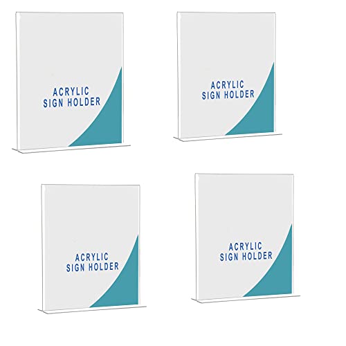 Image of Shuban Acrylic Sign Holder Table Sign Holder Double Sided T Shape Clear Plastic Desktop Display Holder Vertical Menu Stand Sign Holders for School, Office, Hotel, Party (04 X 6 Inch -4Pcs)