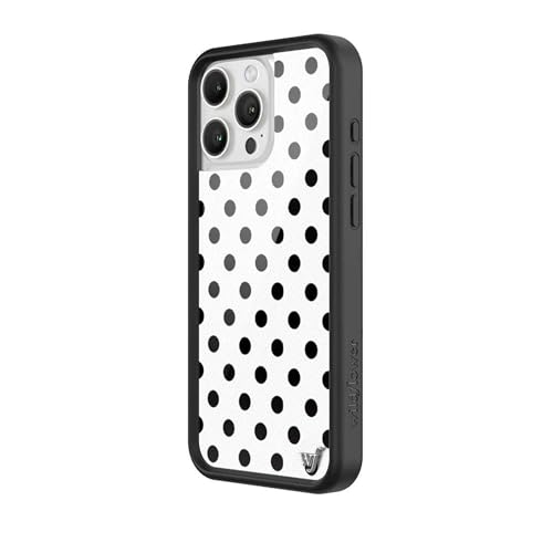 Image of Wildflower Cases - Compatible with iPhone 16 Pro Max | Protective Black Bumper, 6.5ft Drop Test Certified, Women Owned Small Business | Spots Aesthetic Trendy Cute | Polka Dot - White & Black