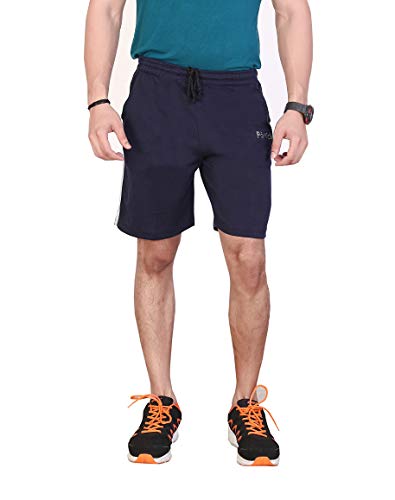 Image of Particle Men's Plus Size & Big Size Cotton Bermuda Shorts | 230 GSM Ribbed Fabric | Half Pants with Double Side Stripes (Waist 36-52 Inch) | Round Pocket
