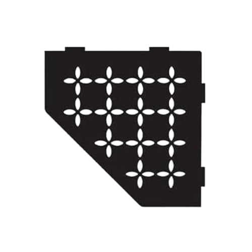 Schluter Pentagonal Corner Shelf for Tiled Walls - Floral Design Aluminum Material Matte Black Finish 3/32 Thick Anchoring Tabs - SES2D5MGS