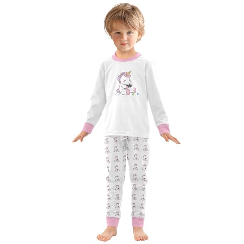Cartoon Pajamas Set Playing Unicorns Long Sleeve PJs Cotton Jammies Sleepwear Top and Pants3