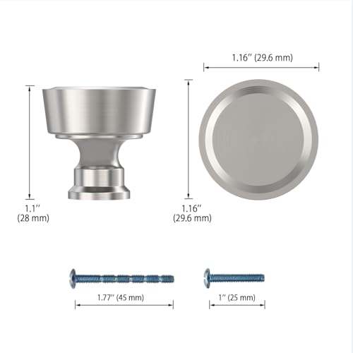 Image of 10 Pack 1-1 /5Inch(30mm) Cabinet Knobs Brushed Nickel Dresser Drawer Pulls Kitchen Satin Nickel Cabinet Knobs Cabinet Hardware for Cupboard