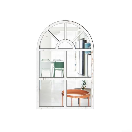 Moderno marco de madera espejo pared adhesivo para sala de estar y pasillo decoración (blanco)