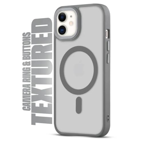 Image of GoldKart Magnetic Matte Translucent Back Cover Case for iPhone 12 | MagSafe Compatible | Shockproof Hybrid Bumper | Camera Lens Protection | Anti-Fingerprint Slim Protective Case (Grey)