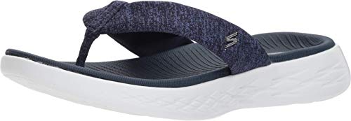 Skechers womens On-the-go 600 - Preferred Flip Flop, Navy/White, 8 US