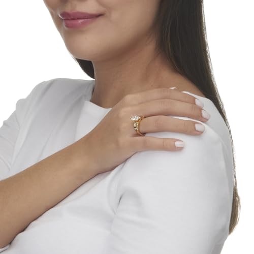 PalmBeach Yellow Gold-plated Sterling Silver Marquise Cut Cubic Zirconia Engagement Ring Sizes 6-104