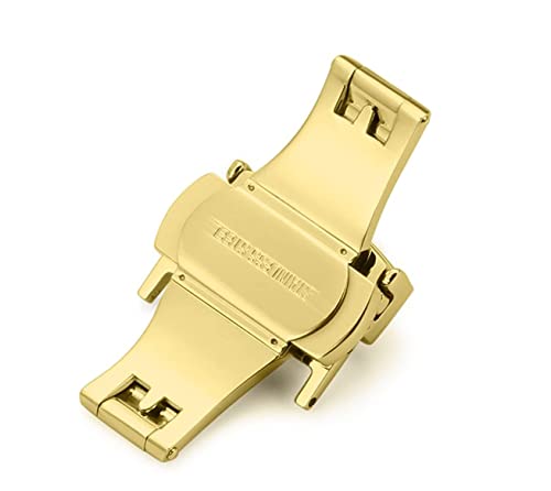 Image of 14mm 16mm 18mm 20mm 22mm Butterfly Push Type Stainless Steel Silver Rose Golden Black Deployment Buckle Clasp Fits Leather Rubber Watch Band Strap