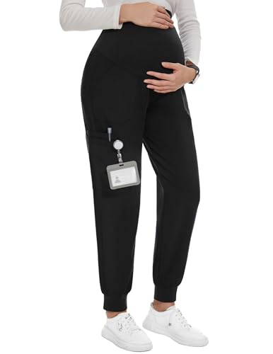 Image of PACBREEZE Women's Maternity Scrubs with 6 Pockets, Workwear Maternity Jogger Scrubs Pregnancy Pants, S-XXL