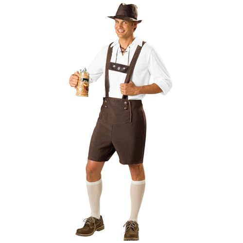 Générique Déguisement Bavarois Homme, Costume Oktoberfest, Salopette Oktoberfest + Chemise + Chapeau, Costumes Tyrolien Homme, Costume Oktoberfests Hommes...