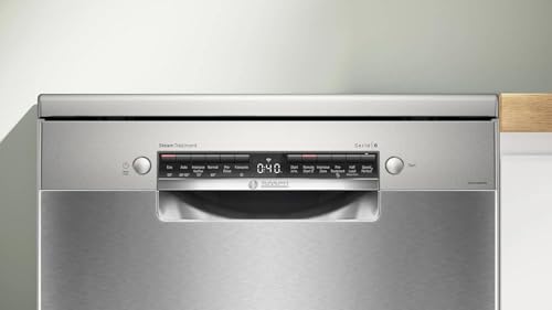 Image of Bosch 15 Place Setting (Fits up to 80 utensils) Free Standing Dishwasher for Indian Utensils | Intensive Kadhai Program for Pressure Cooker, Home Connect (SMS6HMI01I, Silver Inox, Inbuilt Heater)