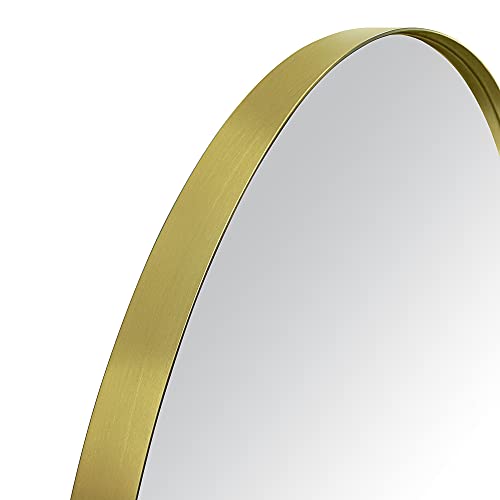 Image of TEHOME Brushed Gold Oval Bathroom Mirror 20x40'' Pill Shaped Oblong Vanity Mirror Metal Framed Capsule Mirror for Wall in Stainless Steel Rounded Mirrors for Wall Mounted