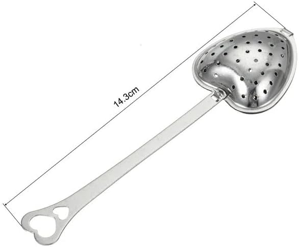 1Pc Silver Tea Strainers for Loose Tea Tea Infuser Heart Shaped Tea Filter Set Long Spoon Kitchen Mugs Diffuser with Handle Infuser Filter,Filters,Home Kitchen Spoon