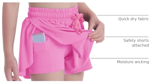 Image of KEREDA Girls Flowy Butterfly Shorts 2-in-1 Kids Preppy Athletic Clothes | with Spandex Liner for Teen Girls