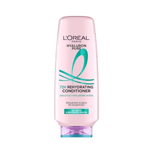 L'OREAL PARIS Unscented Hyaluron Pure 72H Rehydrating Conditioner for All Hair Types For Smooth Tangle-Free Hair, 175 Millilitres
