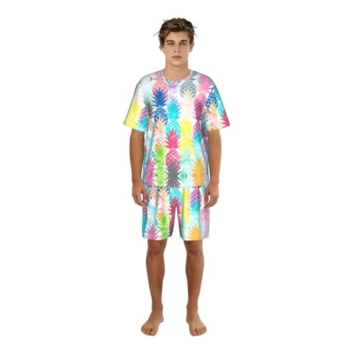 Pyjama d'été homme imprimé peinture idéal pour vos moments de détente en terrasse