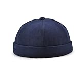 QI YUAN Seemannsmütze Herren Brimless Docker Mütze Retro Skullcap mit Umgeschlagenem Rand Unisex...
