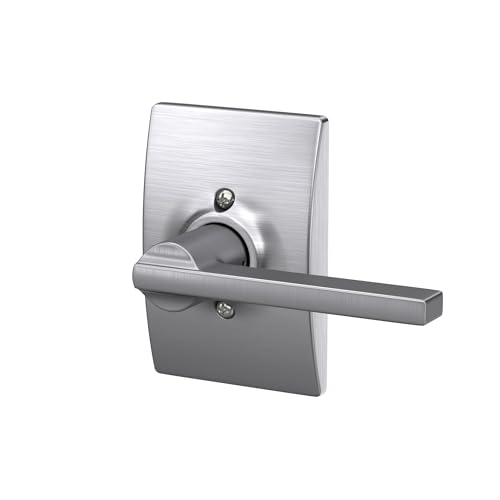 Image of SCHLAGE Latitude Non-Turning Dummy Door Handle, Reversible, Satin Chrome | Non-turning dummy lever door handle with no latch or lock, Decorative pull, One sided, Easy to install, Certified durability