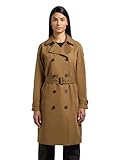 khujo Damen lange Übergangsjacke Mantel klassischer Trenchcoat mit Taillengürtel und Gehschlitz hintenRula2 Canary Green Gr. L