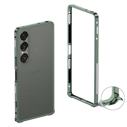 Rhnuike Phone Case, for Sony Xperia 1 VII, Aluminum Metal Hippocampus Bumper Frame Border Case, Ultra - Thin Heat Dissipation & Seahorse Buckle Design (Green)