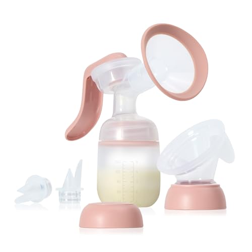 Frida Mom 2-in-1 Breast Pump: Manual Hand Pump & Hands-Free Automatic Suction Cup, Dual-Mode,...
