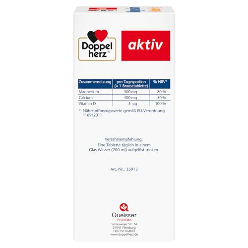 Doppelherz Magnesium + Calcium + D3 - als Beitrag für die normale Muskelfunktion und zum Erhalt normaler Knochen - 6 x 15 gut auflösende Brausetabletten mit Orangen-Maracuja-Geschmack