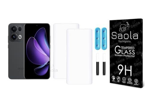 Image of Saola 2-Pack UV Curved Tempered Glass for Oppo Reno 13 Pro | 9H Hardness | Edge-to-Edge Full Screen Coverage | UV Light Installation | Scratch Resistant | Case Friendly Screen Protector. (6.83 Inches)