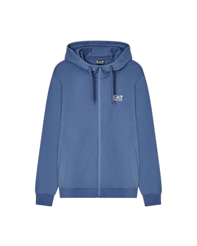 Emporio Armani EA7 Men's Core Identity Brushed Cotton Hoodie 8NPM33, Blue Horizon, L