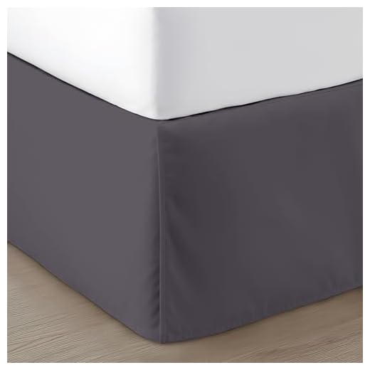 SGI 18 Inch Drop King Size Dark Grey Solid Bed Skirt Split Corner Pleated Style Easy Fit Easy Care Fade & Wrinkle Resistant-Cotton Microfiber Made
