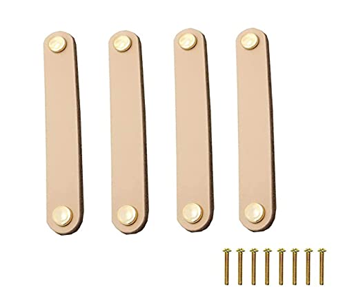 YANGWEN 4 Piezas Tirador Hecho a Mano de Los Muebles del Cuero de la PU, Tiradores de Puerta de cajón de Cuero, Tiradores para Accesorio de Mobilario, Armario, cajón, Puerta Cover