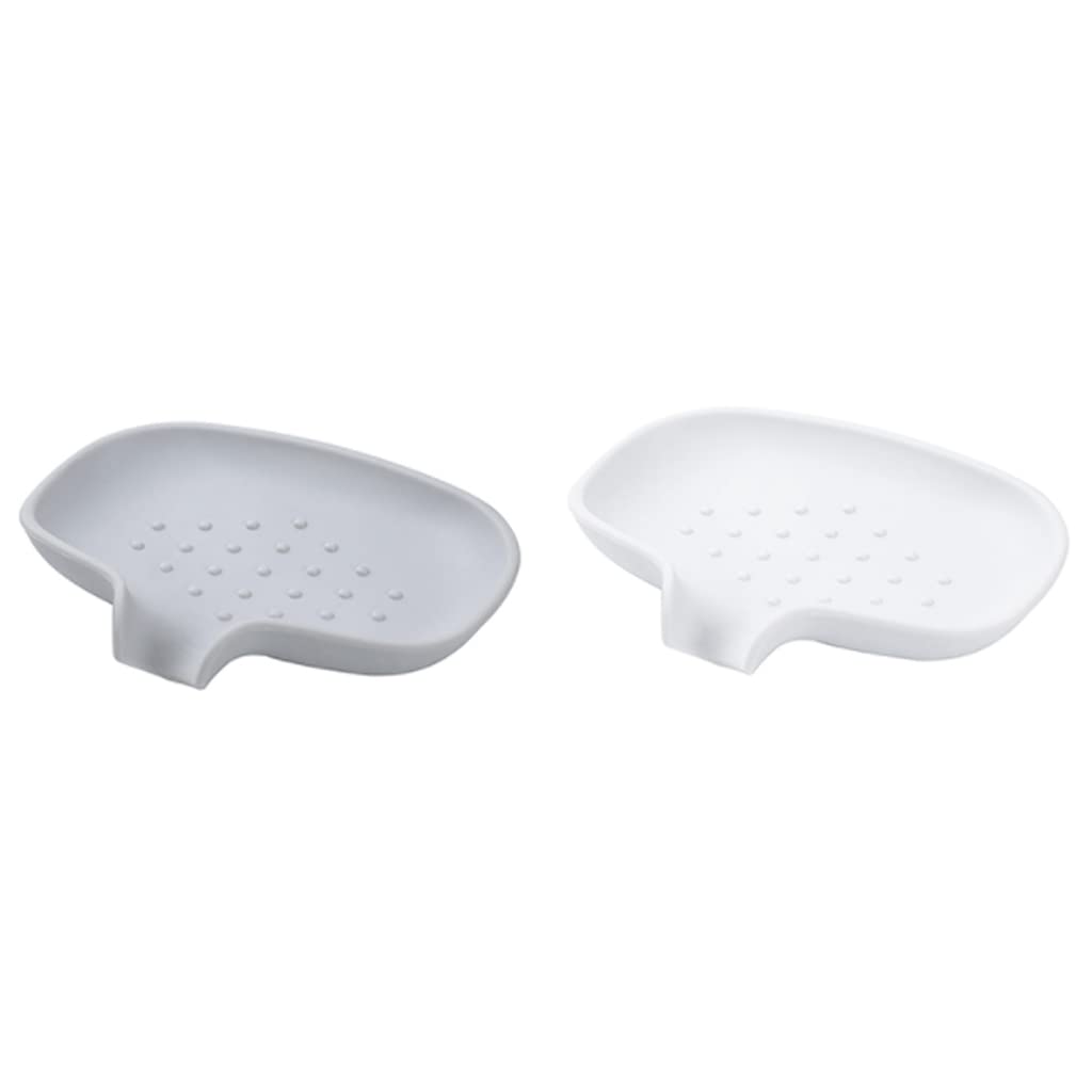 Soporte para jabón, Jabonera, jabonera, desviadora con Drenaje automático, de Silicona for el hogar, Multifuncional for encimera(Wit)