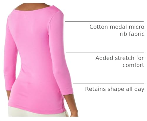 Image of Amazon Essentials Women's Slim-Fit 3 /4 Sleeve Boat Neck Cotton Modal T-Shirt