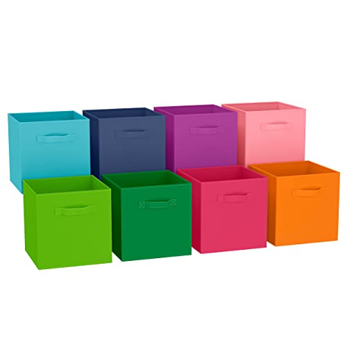 NEATERIZE 11 Inch Cube Storage Bins For Kids – Set of 8 – Fits Into Most Storage Cubes Organizer, Perfect For Toy, Clothing, nursery or General Closet Organization