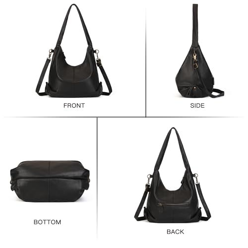 Image of Genuine Leather Shoulder Bags for Women Crossbody Bags Soft Leather Handbag Slouchy Tote Purses