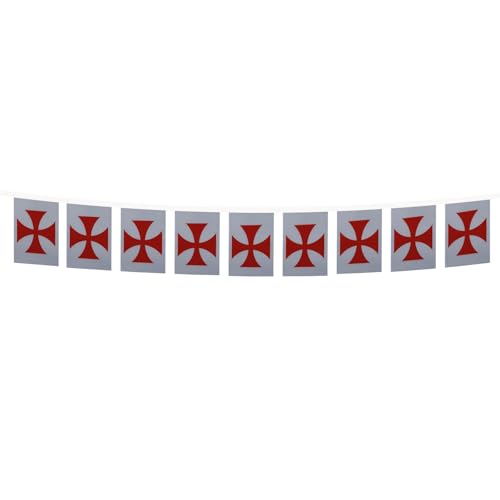 Image of AZ FLAG Templar order 6 meters BUNTING Flag 20 flags 9'' x 6'' - Catholic STRING flags 15 x 21 cm
